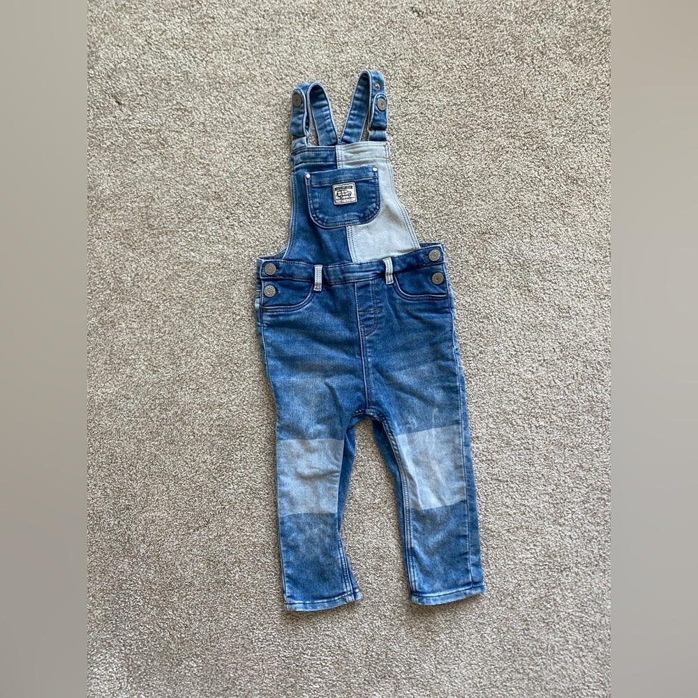 Two tone soft denim overalls